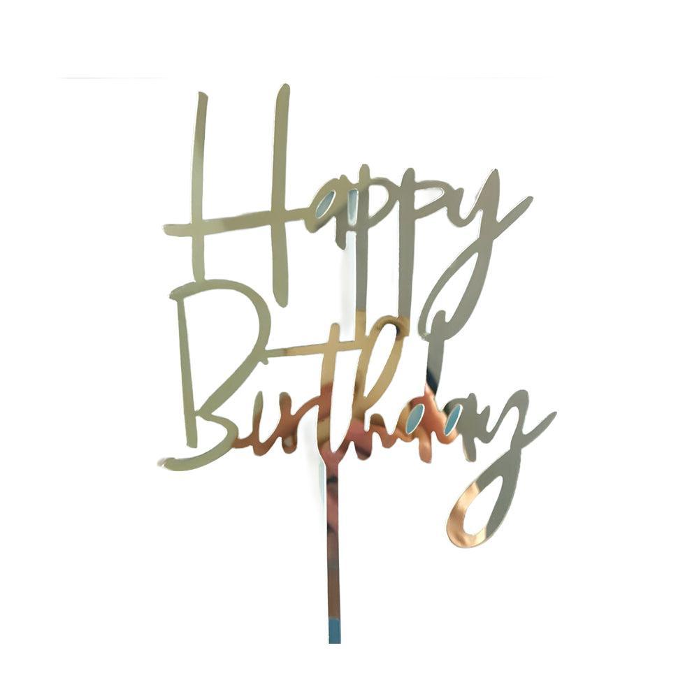 Acrylic Home Happy Birthday Decor Baking Cake Topper Card Party Decor Supply - Pink P17
