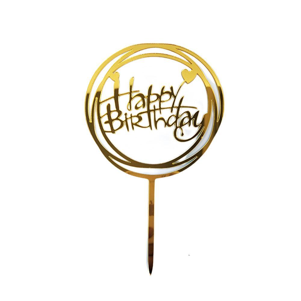 Acrylic Home Happy Birthday Decor Baking Cake Topper Card Party Decor Supply - Silver S48