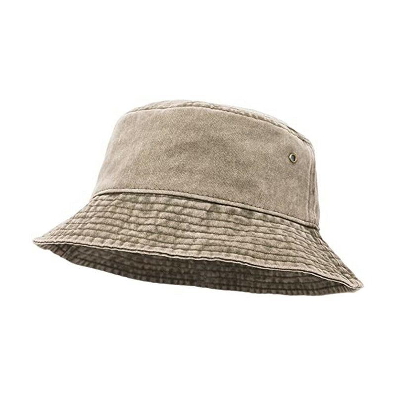 Unisex Men Women Washed Cotton Outdoor Camping Sports Bucket Hats Fisherman Hat - Khaki