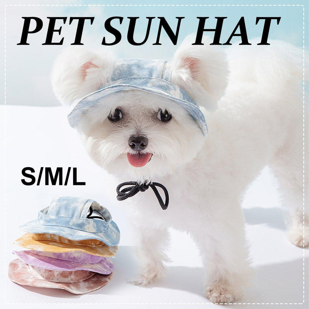 Adjustable Pet Hat with Cute Leaky Ears Sunscreen Fisherman Hat Four Seasons Use - Orange Red - M