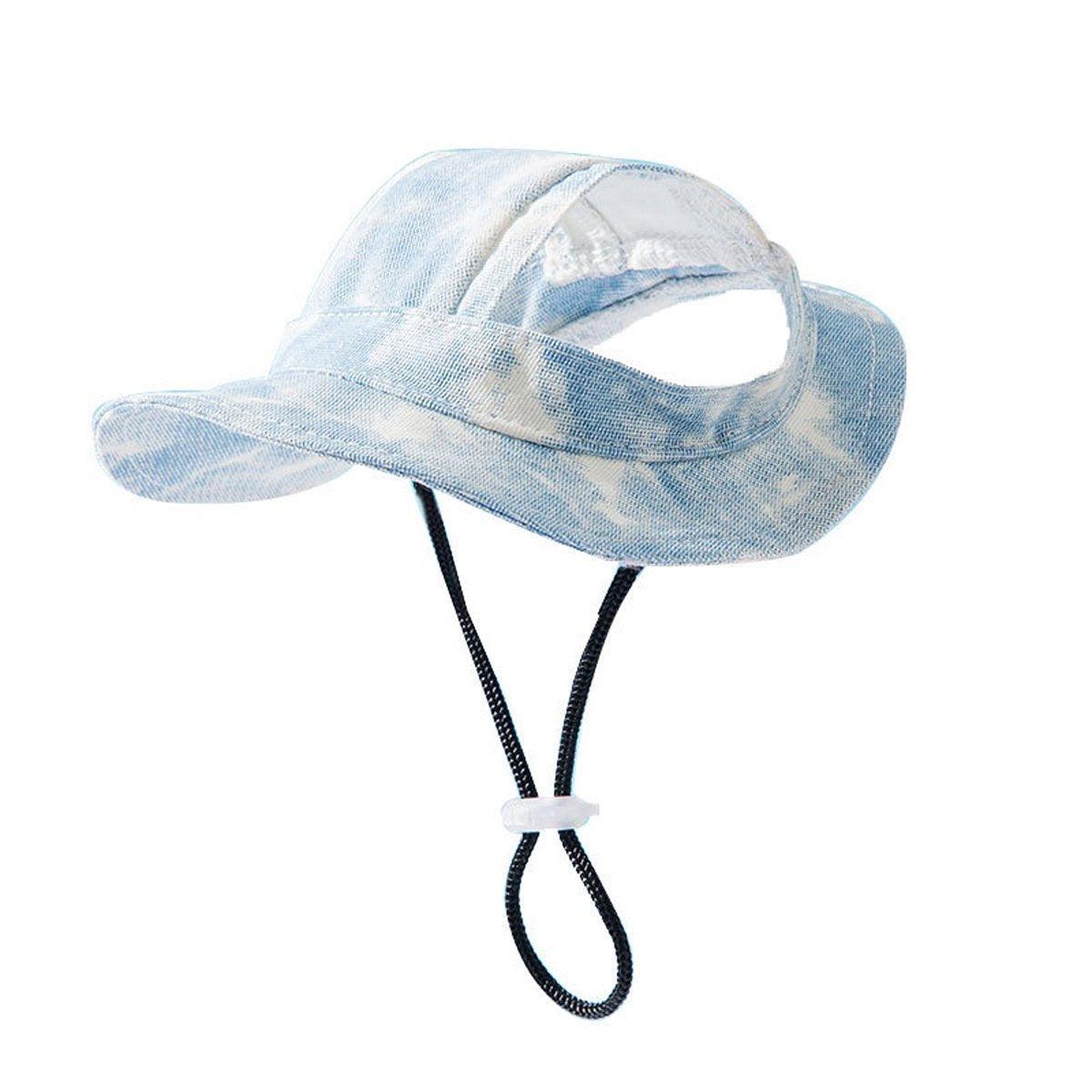 Adjustable Pet Hat with Cute Leaky Ears Sunscreen Fisherman Hat Four Seasons Use - Purple - S