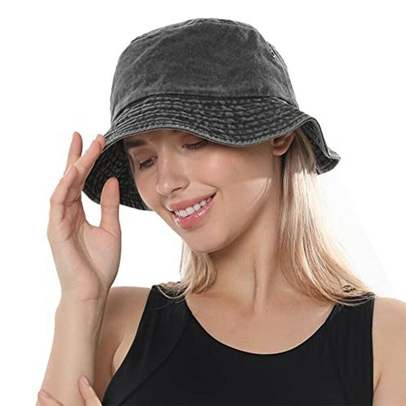 Unisex Men Women Washed Cotton Outdoor Camping Sports Bucket Hats Fisherman Hat - White