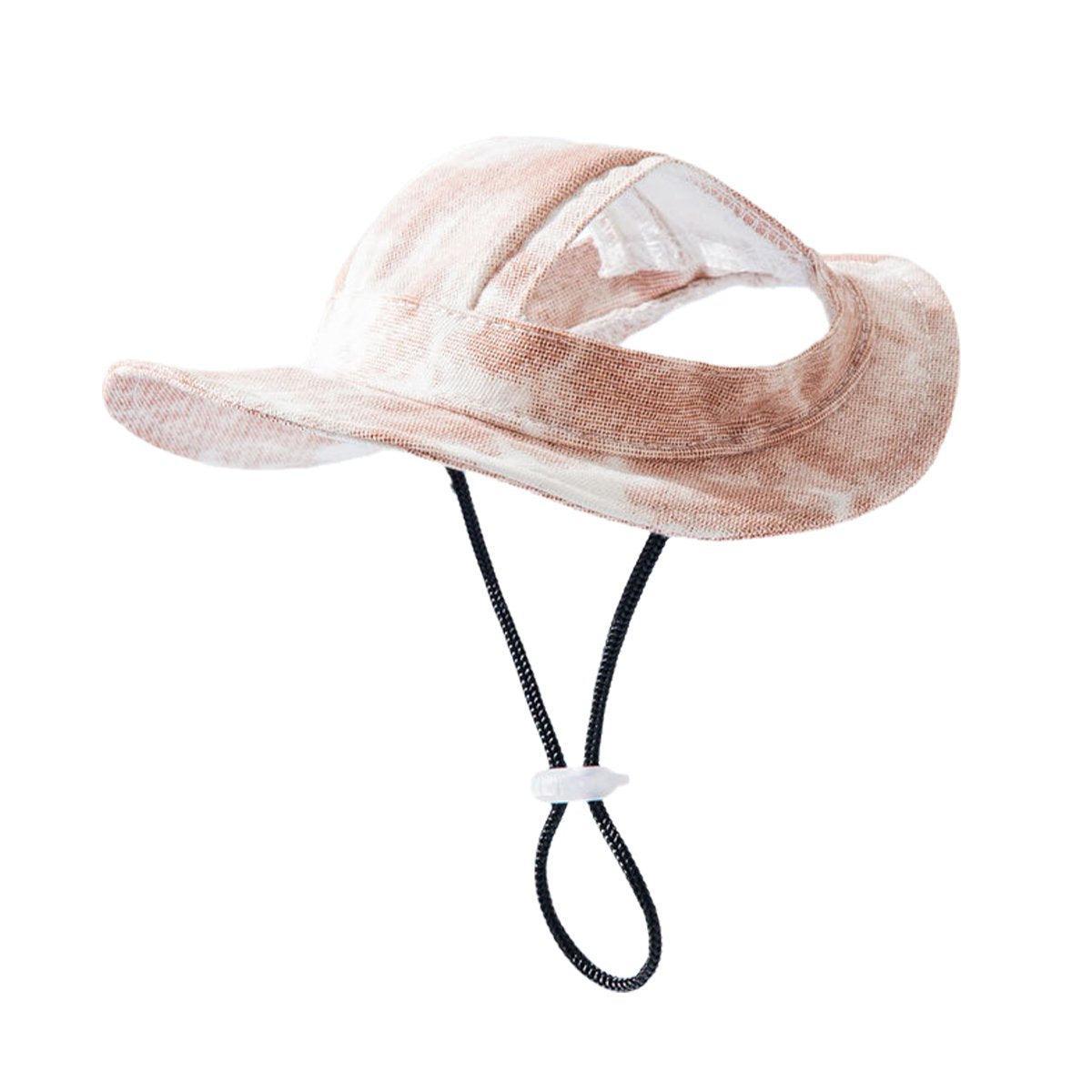 Adjustable Pet Hat with Cute Leaky Ears Sunscreen Fisherman Hat Four Seasons Use - Yellow - L