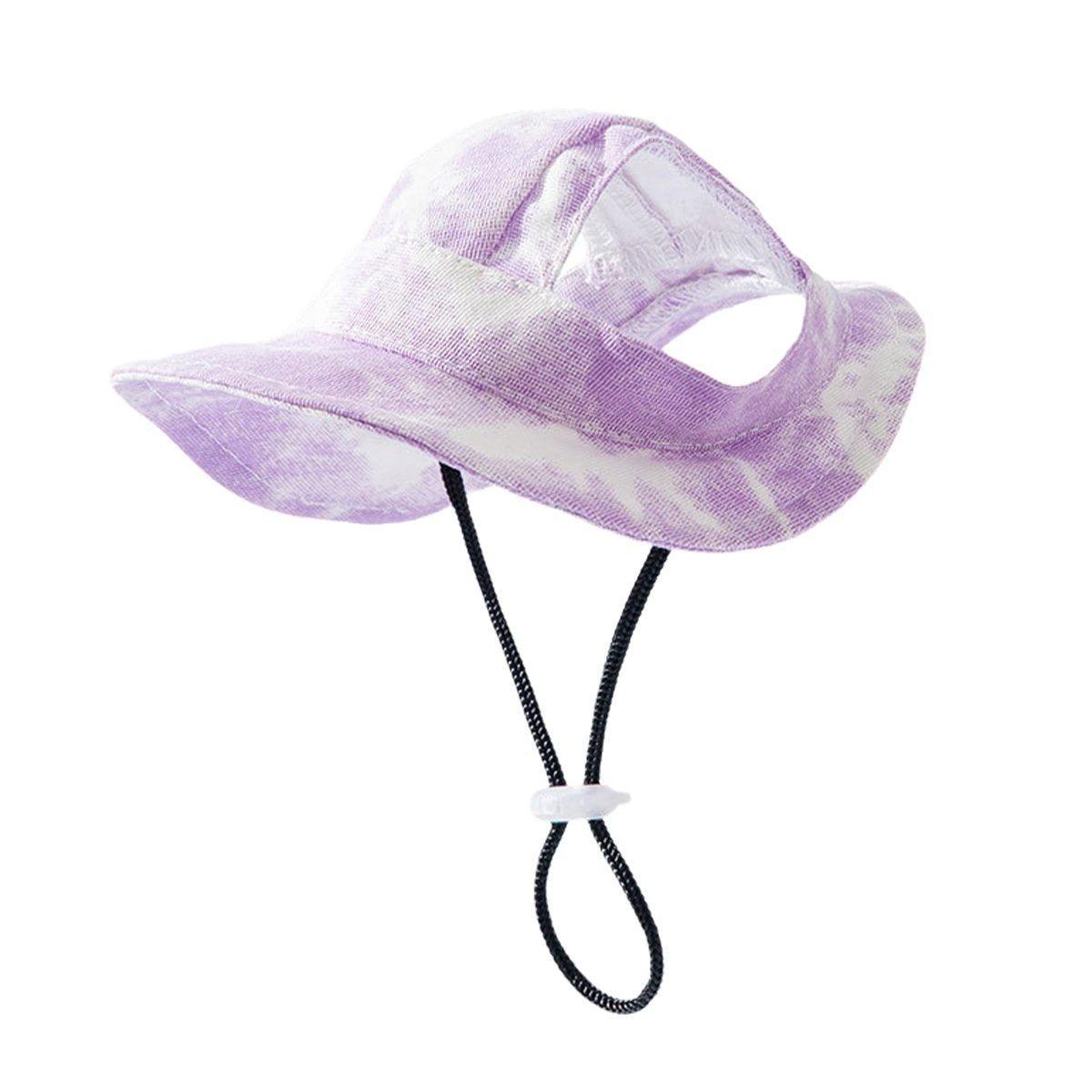 Adjustable Pet Hat with Cute Leaky Ears Sunscreen Fisherman Hat Four Seasons Use - Yellow - L
