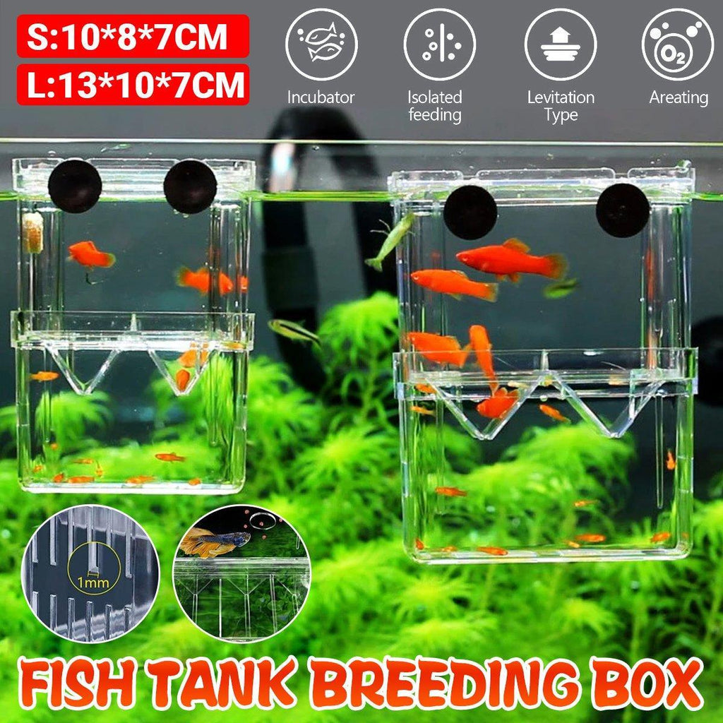 Guppy Breeding Aquarium Fish Tank Hatchery Isolation Breeder Rearing Box - L-13*10*7cm