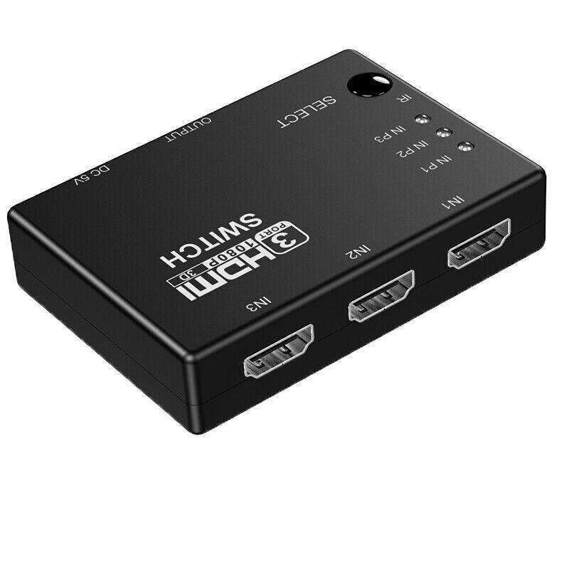 HDMI Switch Splitter 3-in-1 5-in-1 or 1-in-2 1080p 4K Manual or Remote Options - 3 in 1 Switch 4K Remote IR