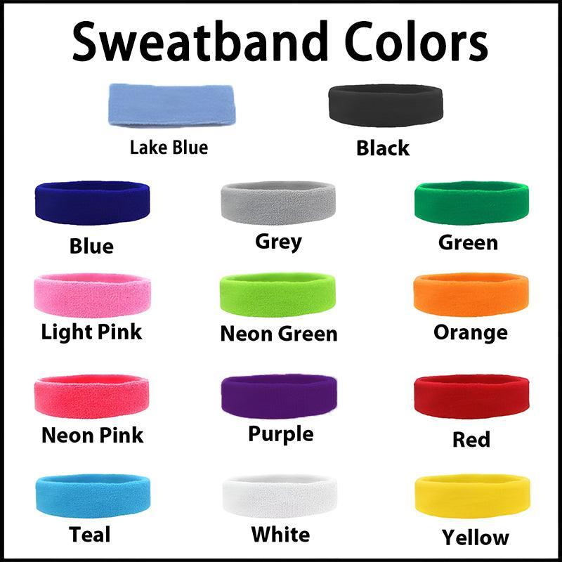 Wristbands Headband Sweatbands Sweat Band For Sport Tennis Badminton Yoga Cotton - Blue