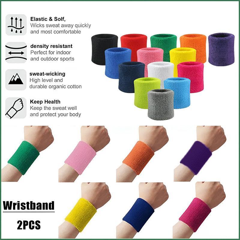 Wristbands Headband Sweatbands Sweat Band For Sport Tennis Badminton Yoga Cotton - Blue