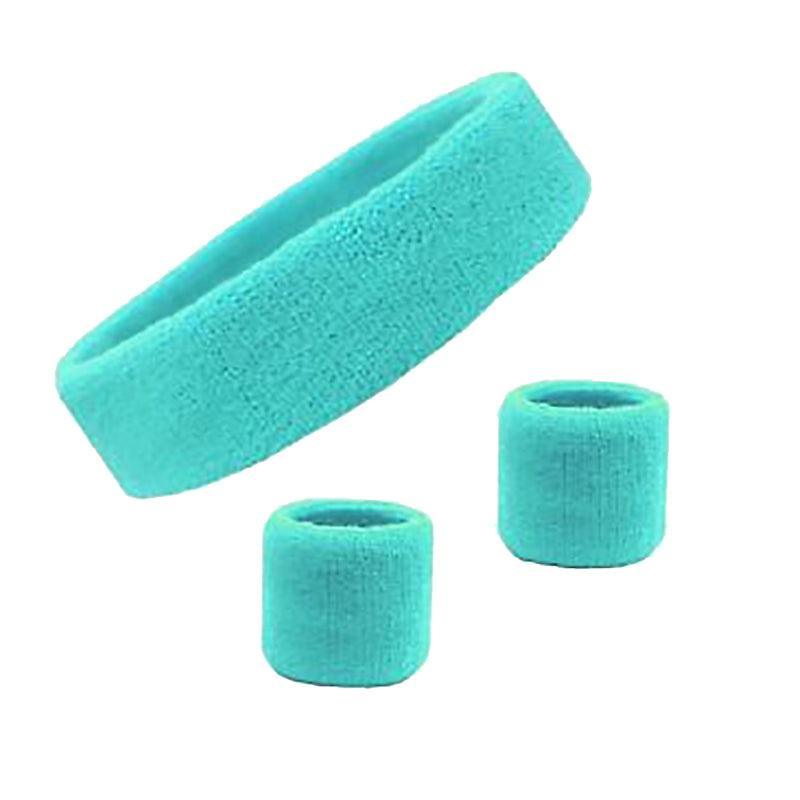 Wristbands Headband Sweatbands Sweat Band For Sport Tennis Badminton Yoga Cotton - Black