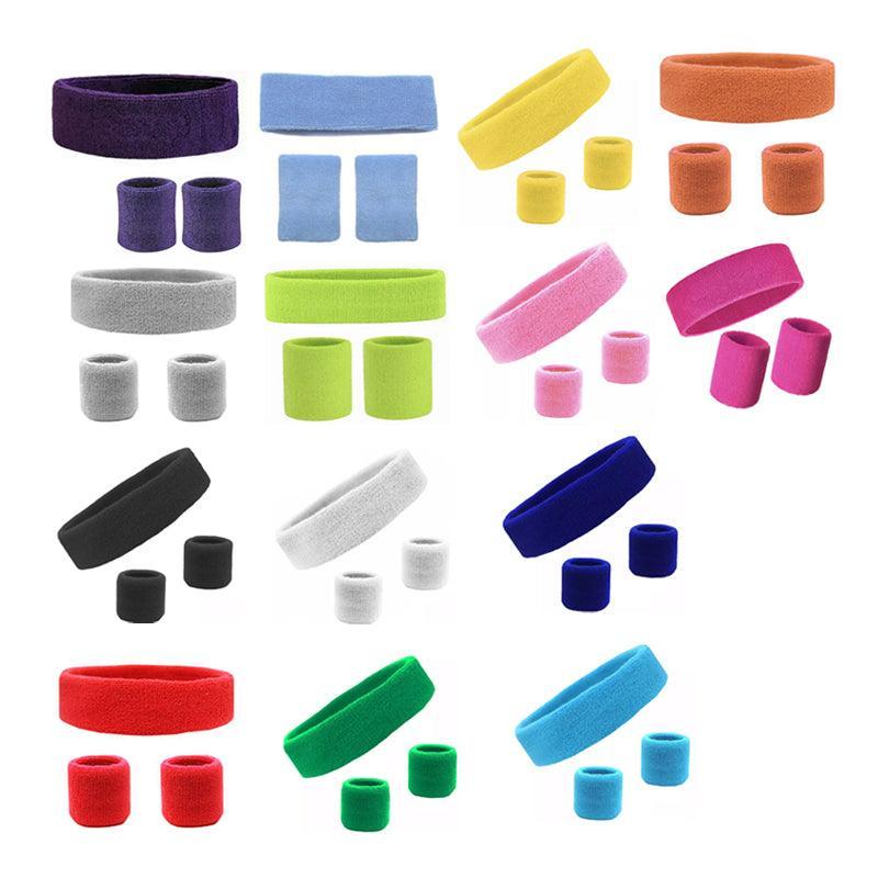 Wristbands Headband Sweatbands Sweat Band For Sport Tennis Badminton Yoga Cotton - White
