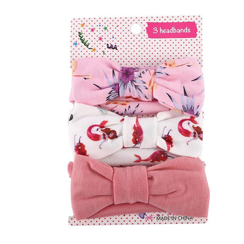 3PCS Soft Headband Wrap Set with Top Knot Single Bow Turban Style Hairbands - #1