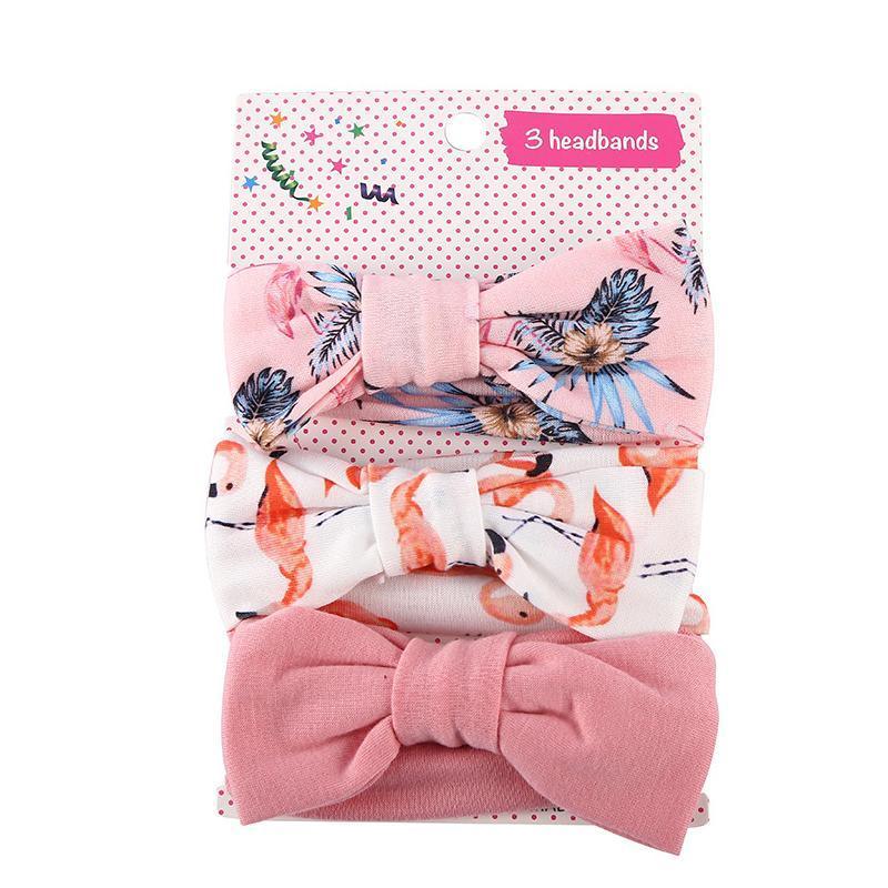 3PCS Soft Headband Wrap Set with Top Knot Single Bow Turban Style Hairbands - #1