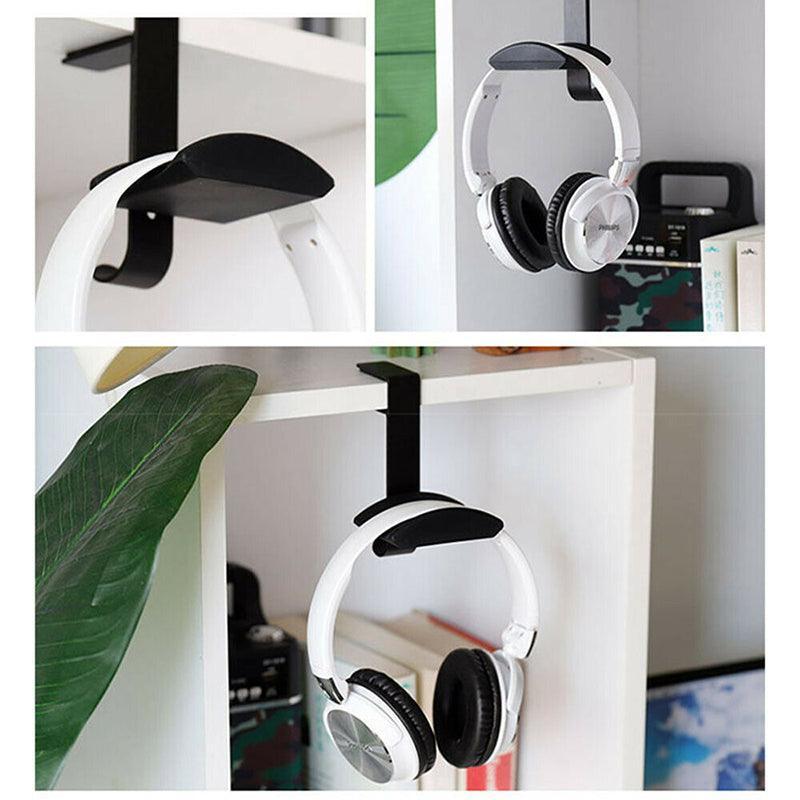 Metal Earphone Headset Desks Display Stand Hanger Holder Headphone Bracket Hook - Black