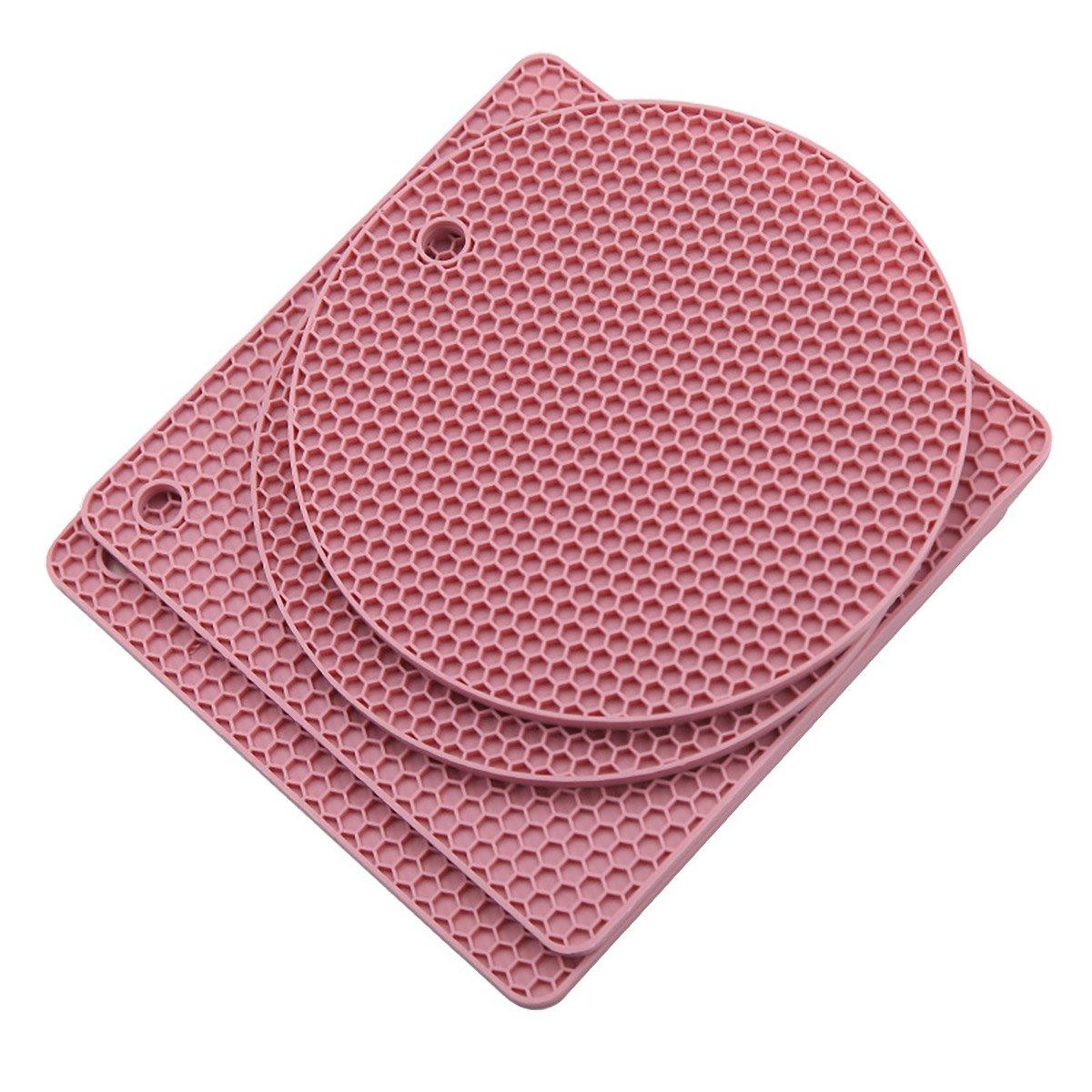 4pcs Silicone Honeycomb Heat Resistant Mats Table Cup Pot Coasters Home Kitchen - Green