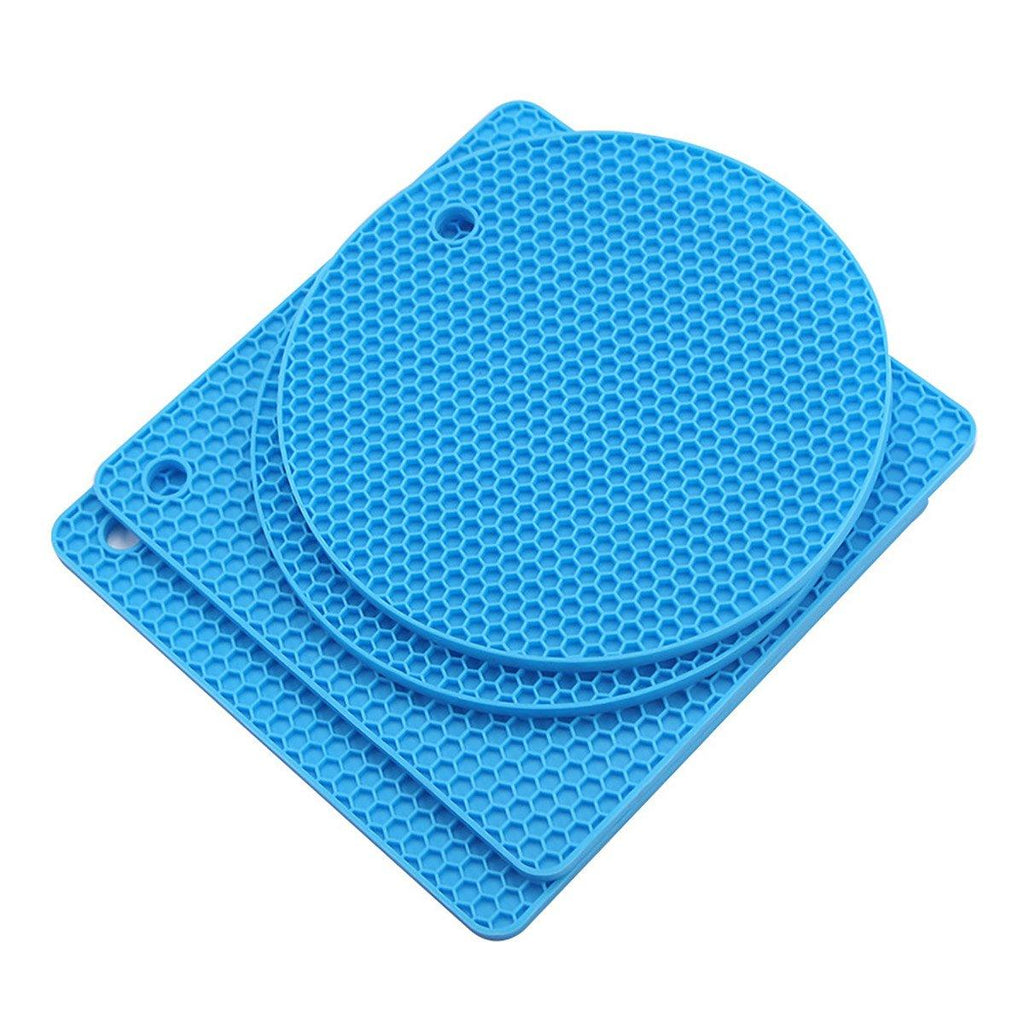 4pcs Silicone Honeycomb Heat Resistant Mats Table Cup Pot Coasters Home Kitchen - Green