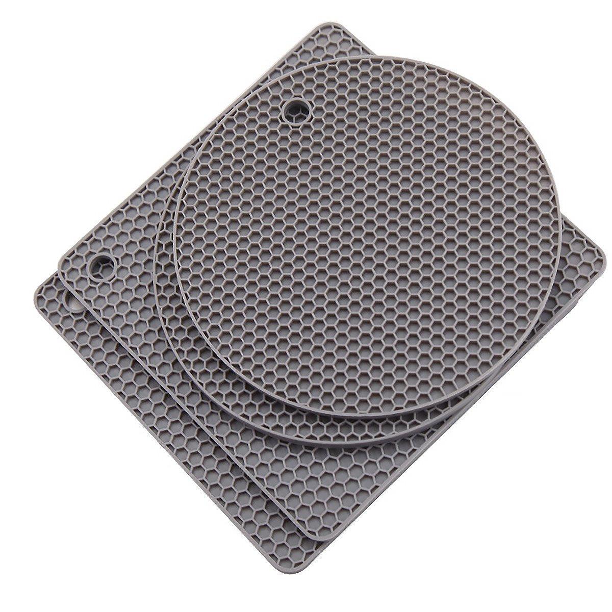 4pcs Silicone Honeycomb Heat Resistant Mats Table Cup Pot Coasters Home Kitchen - Green
