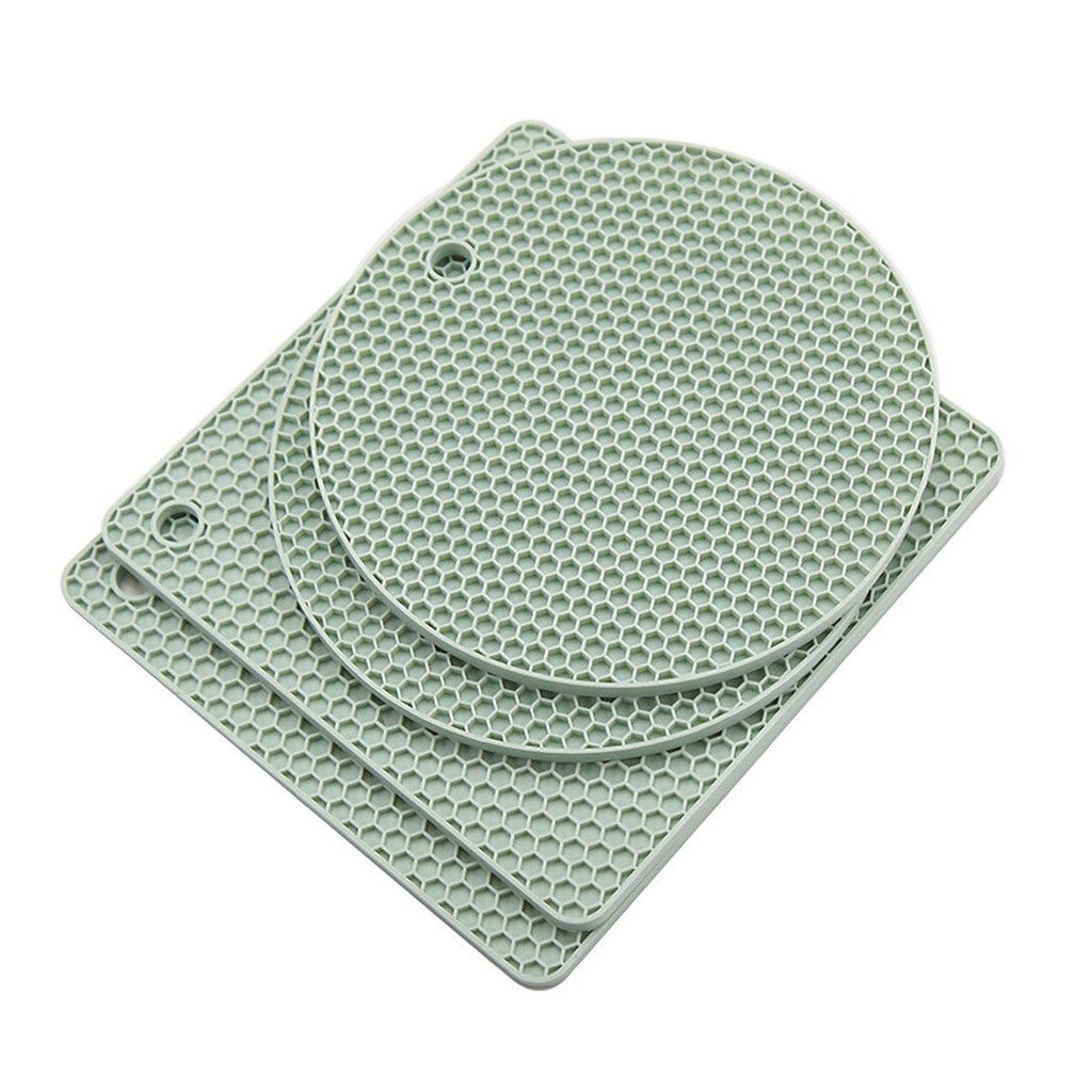 4pcs Silicone Honeycomb Heat Resistant Mats Table Cup Pot Coasters Home Kitchen - Grey
