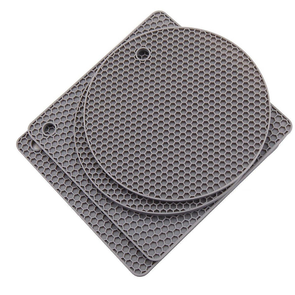 4pcs Silicone Honeycomb Heat Resistant Mats Table Cup Pot Coasters Home Kitchen - Red