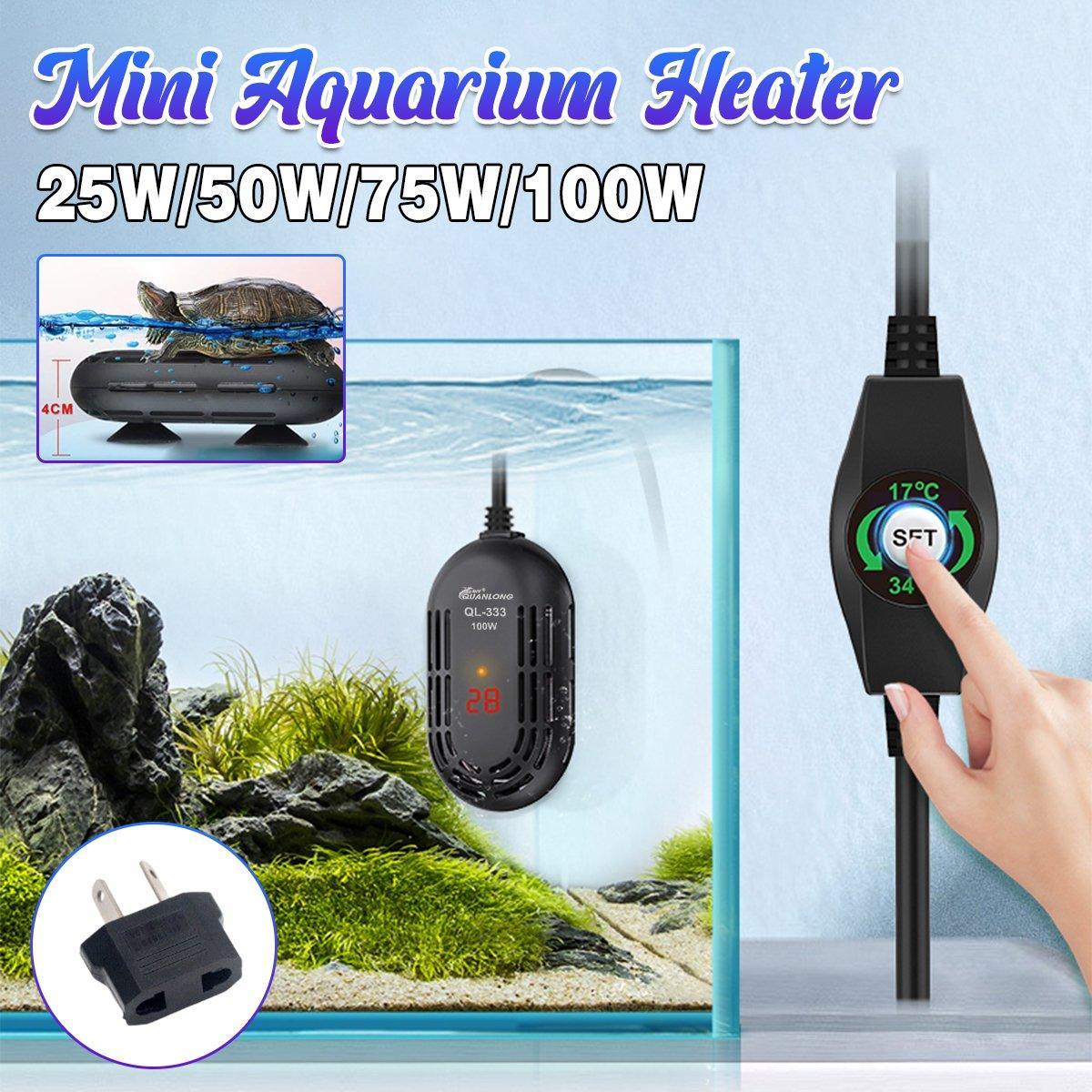 Mini Submersible Aquarium Temperature Rod with Thermostat for Fish and Turtle Tanks - 25W