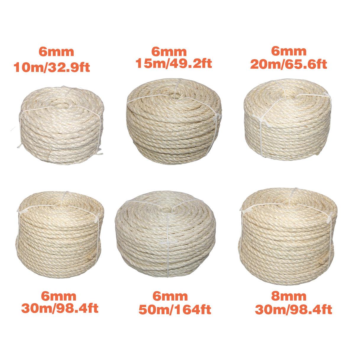 Vintage Burlap Rope Woven DIY Cat Climbing Scratch Rope 6-8mm Home Decoration - 6mm x 20m