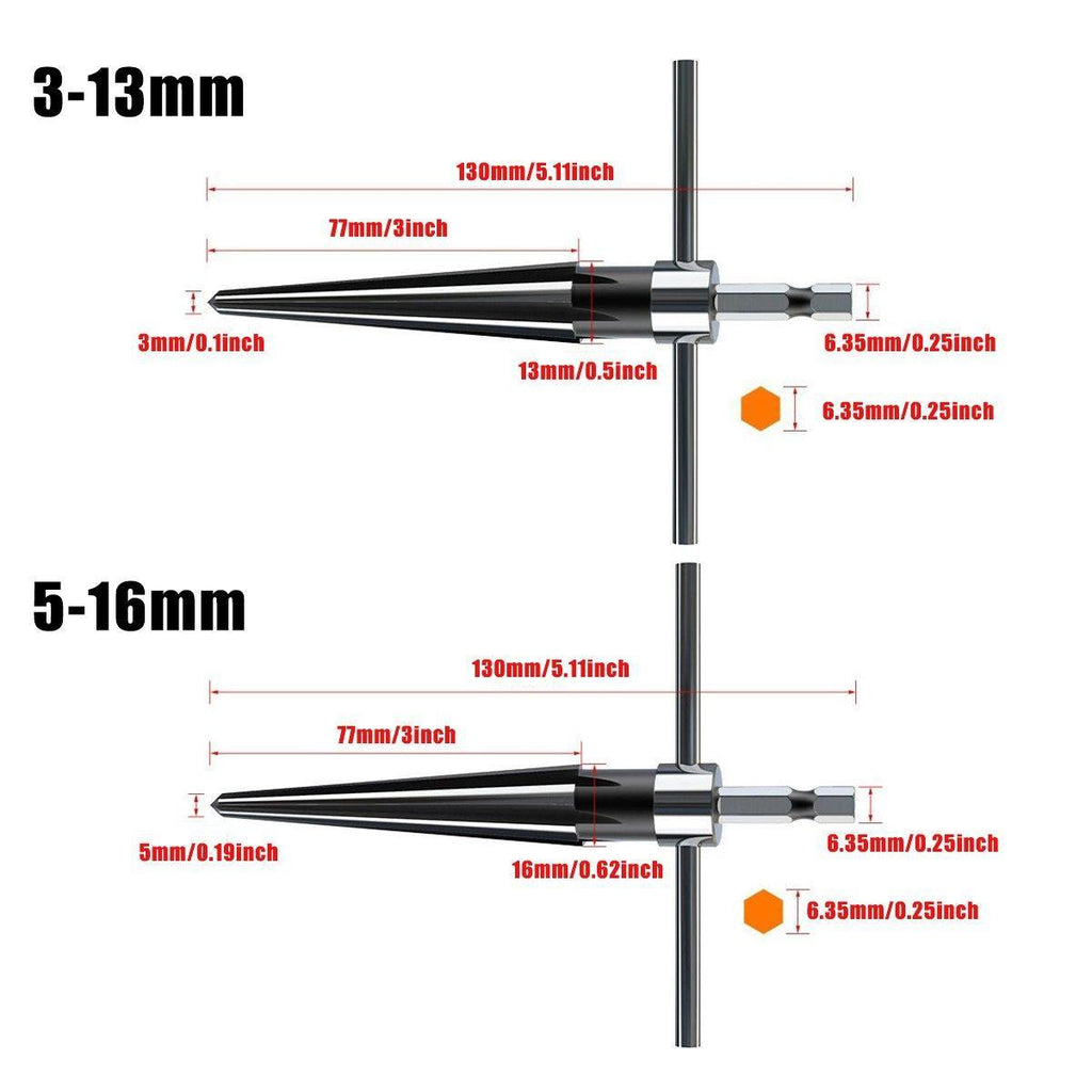 Round Shank Hexagon Shank T Handle Taper Reamer Tool for Drilling and Boring - Hexagon Shank Reamer(3-13mm)
