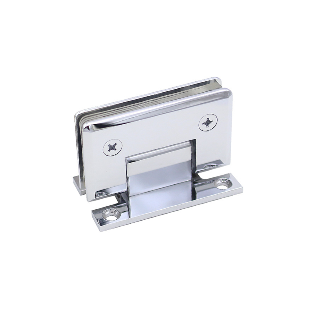 H Shaped 90 Degree Glass Clamp Double Opening Bevel Edge Bathroom Shower Clip - Nickel