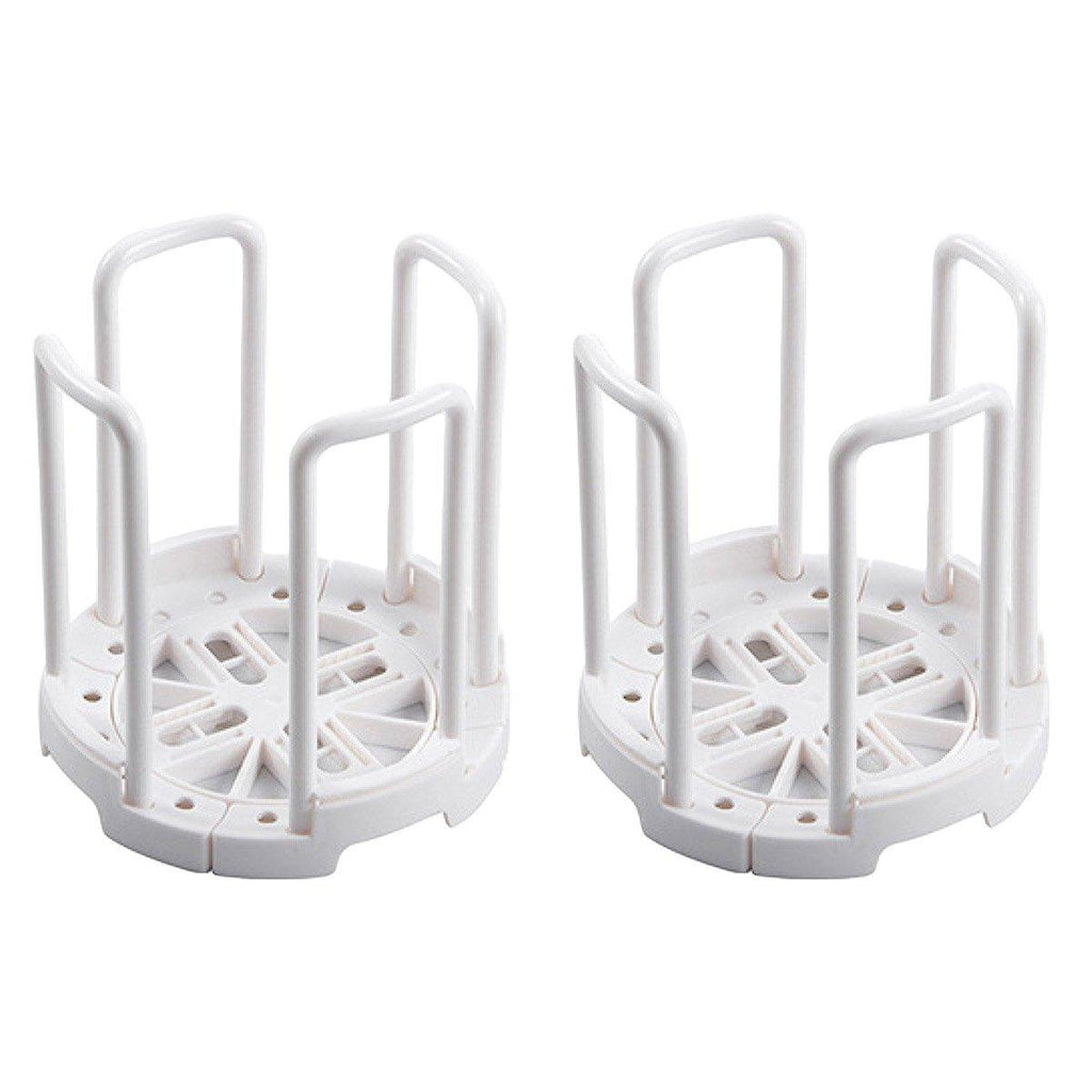 2pcs Kitchen Dish Drying Rack with Drainage Storage Cup Holder Organizer Stand - White