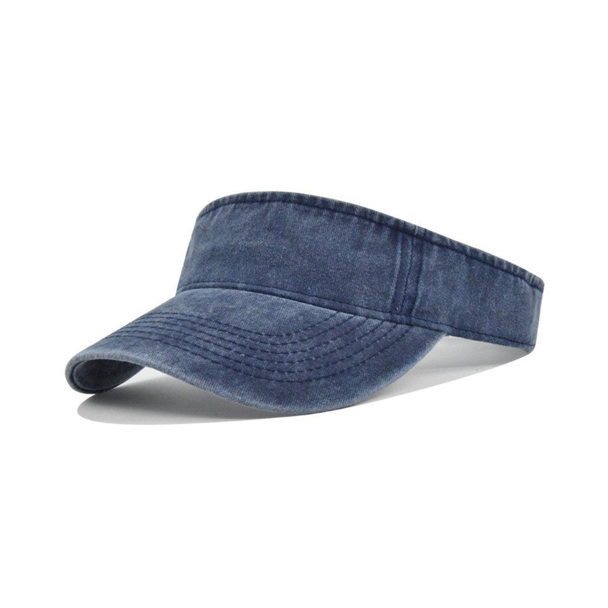 Unisex Summer Denim Sun Visor Cap Breathable Washed Running Hat UV Protection - Khaki