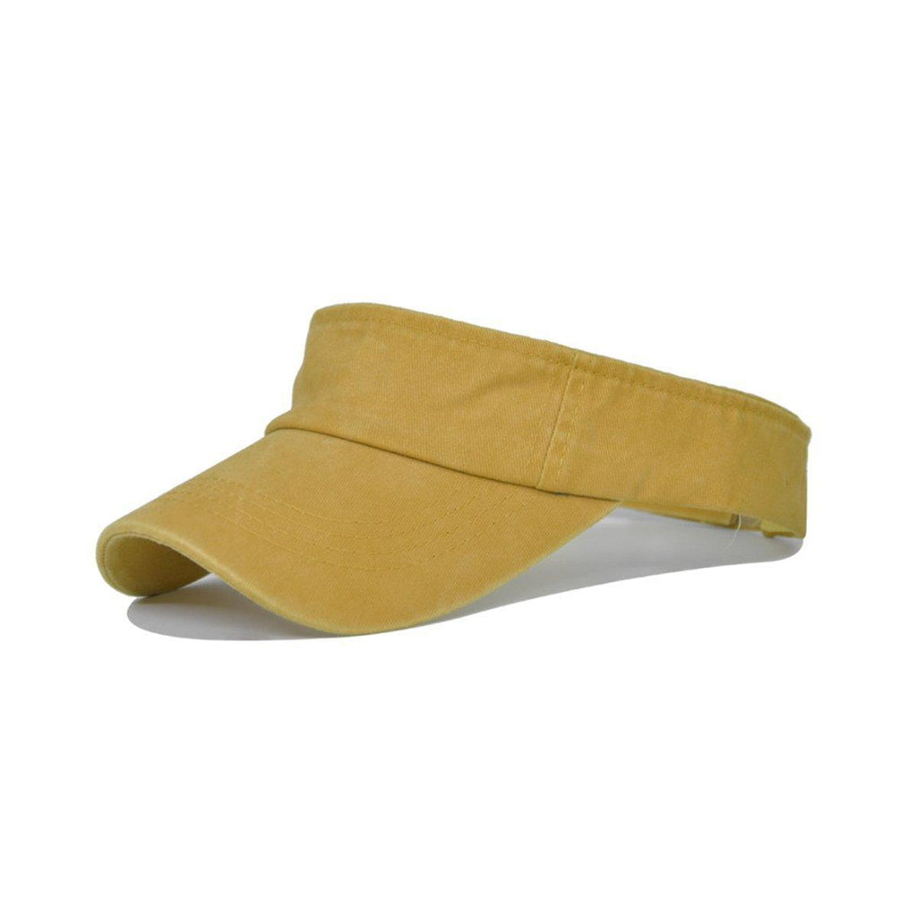 Unisex Summer Denim Sun Visor Cap Breathable Washed Running Hat UV Protection - Khaki