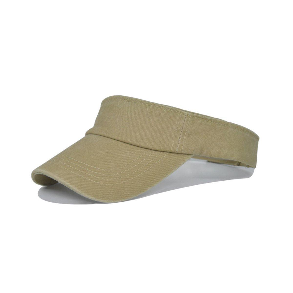 Unisex Summer Denim Sun Visor Cap Breathable Washed Running Hat UV Protection - Red