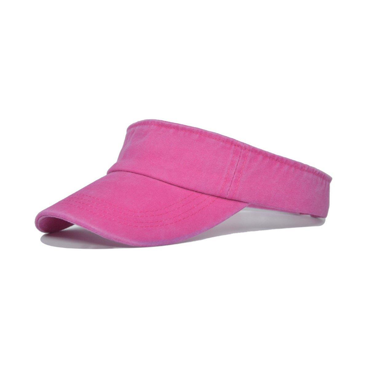 Unisex Summer Denim Sun Visor Cap Breathable Washed Running Hat UV Protection - Red