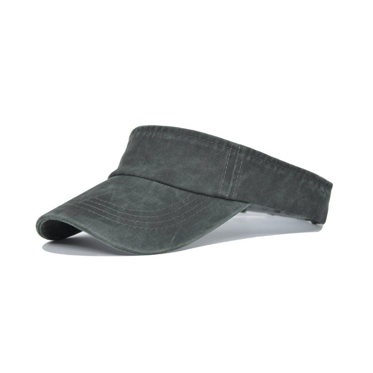 Unisex Summer Denim Sun Visor Cap Breathable Washed Running Hat UV Protection - Rose-Red
