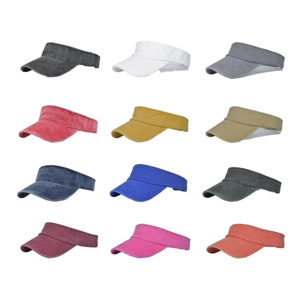 Unisex Summer Denim Sun Visor Cap Breathable Washed Running Hat UV Protection - Yellow