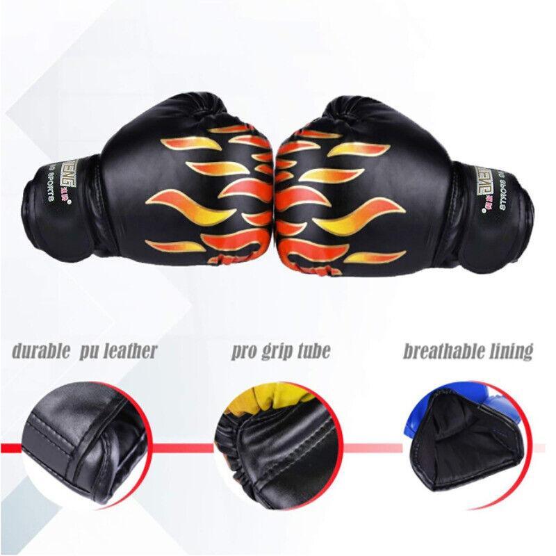Boxing Sparring Training Gloves MMA Kickboxing Punching Gloves for Practice Sessions - Black[Flame Pattern]