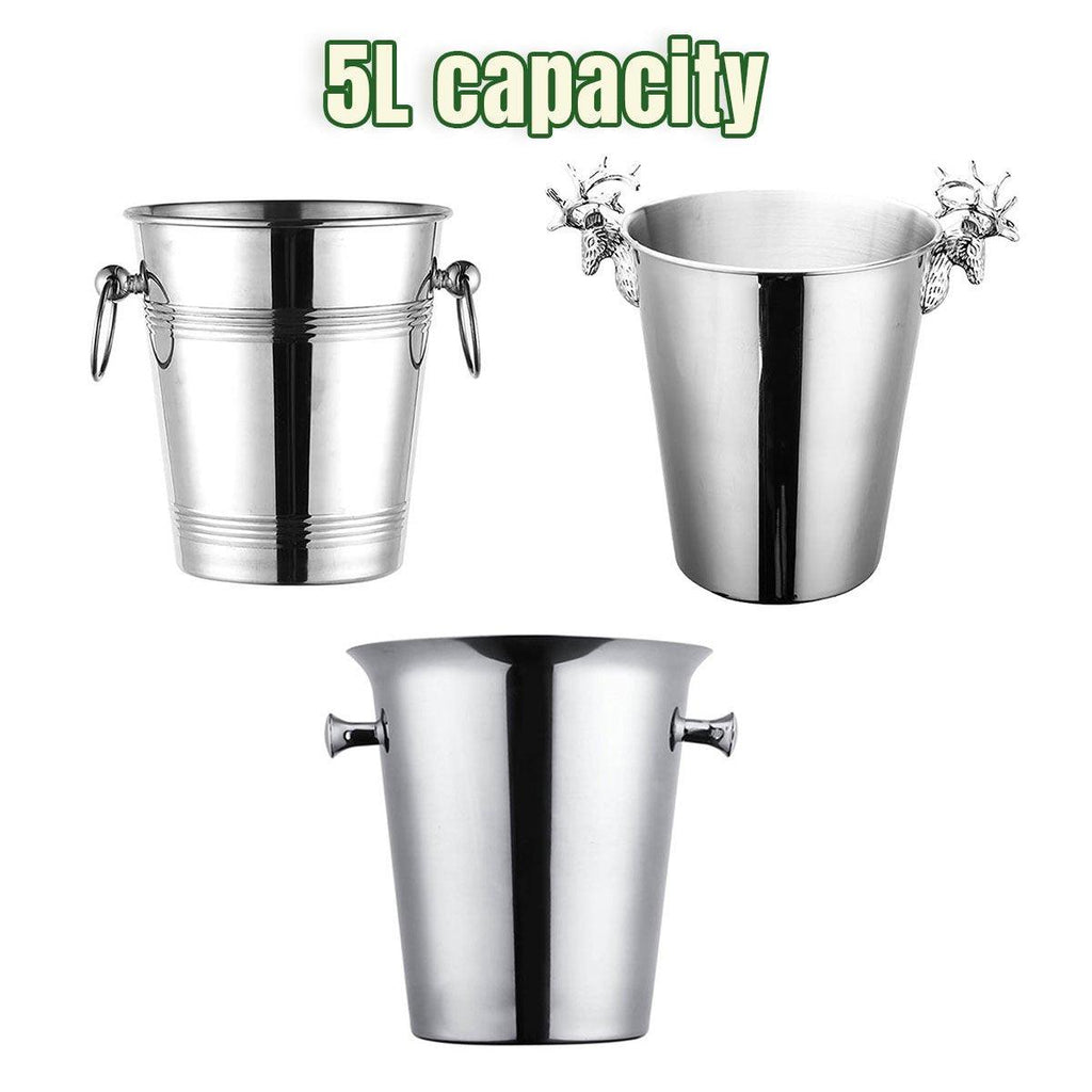 5L Stainless Steel Ice Bucket Champagne Wine Bucket Hotel Bar Ice Container - Moose