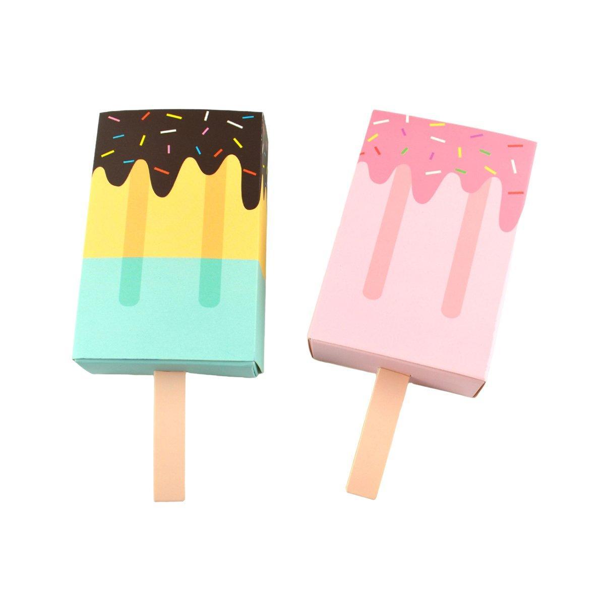 50PCS Creative Ice Cream Candy Gift Boxes Fruit Shaped Party Favor Packaging Box - Pink