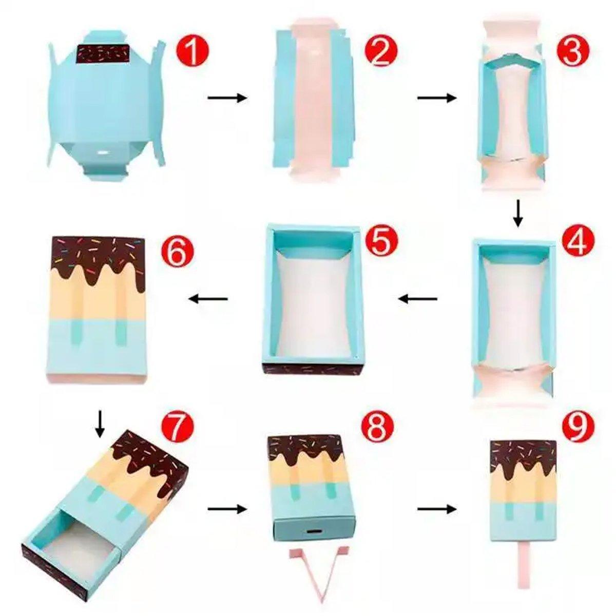 50PCS Creative Ice Cream Candy Gift Boxes Fruit Shaped Party Favor Packaging Box - Pink