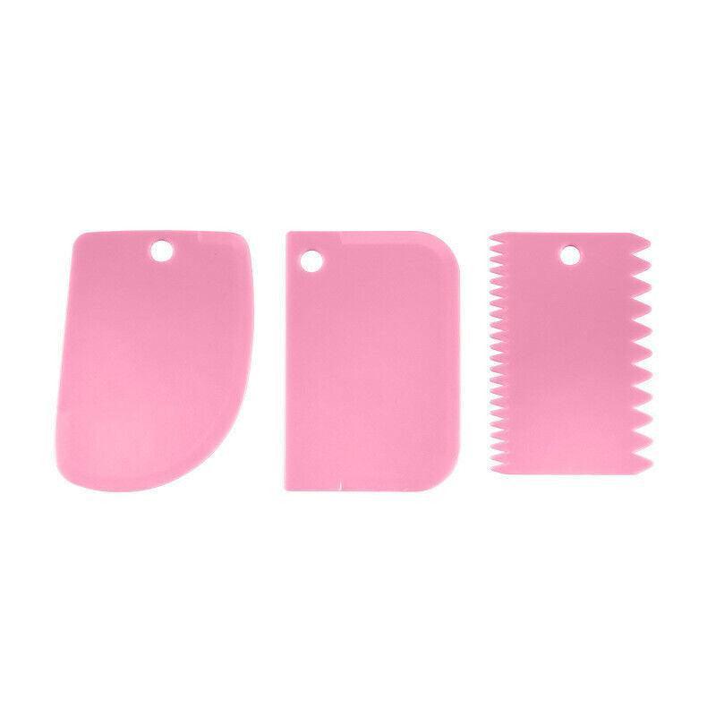 3Pcs Dough Cutter Icing Scraper Kitchen Tool Pastry Bowl Divider Bench Fondant - Blue