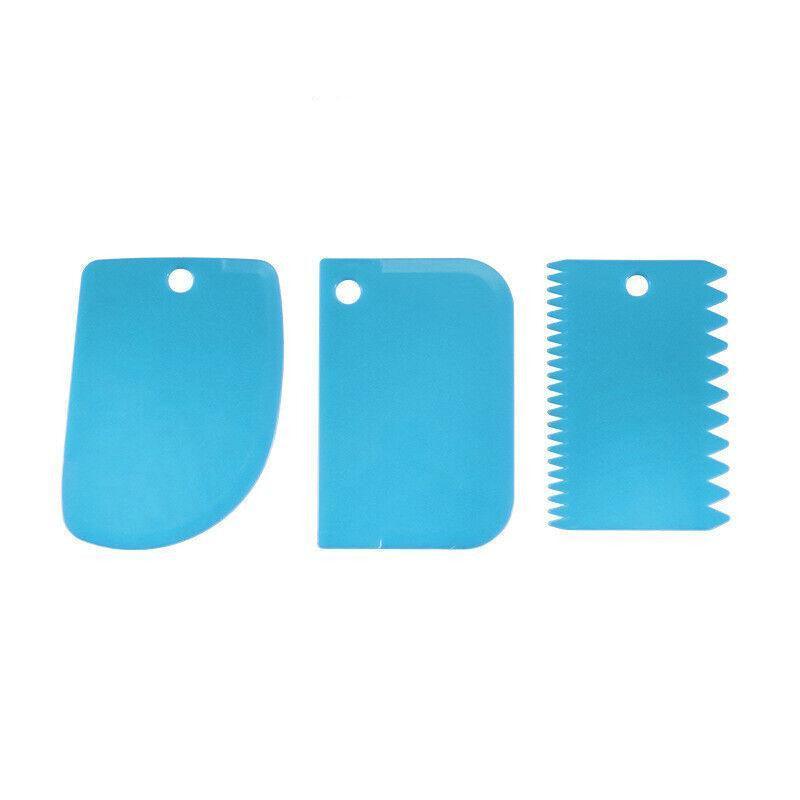 3Pcs Dough Cutter Icing Scraper Kitchen Tool Pastry Bowl Divider Bench Fondant - Pink
