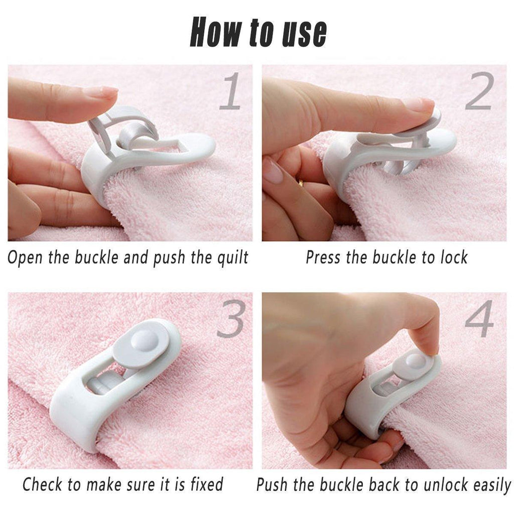 10/20pcs Quilt Retainer Cover Clips Invisible Needle-Free Thumb Buckle Bedding - Pink-10pcs