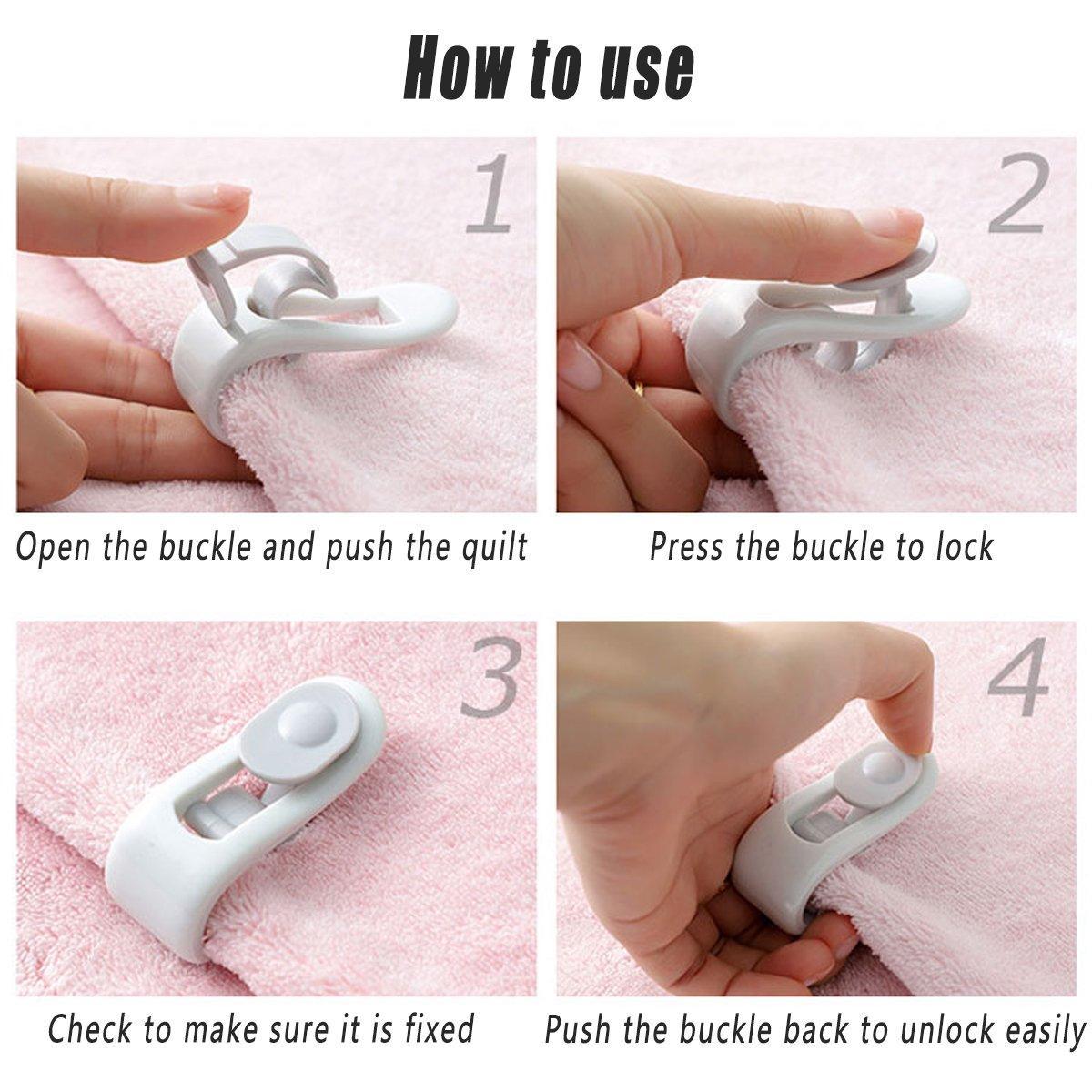 10/20pcs Quilt Retainer Cover Clips Invisible Needle-Free Thumb Buckle Bedding - Pink-10pcs