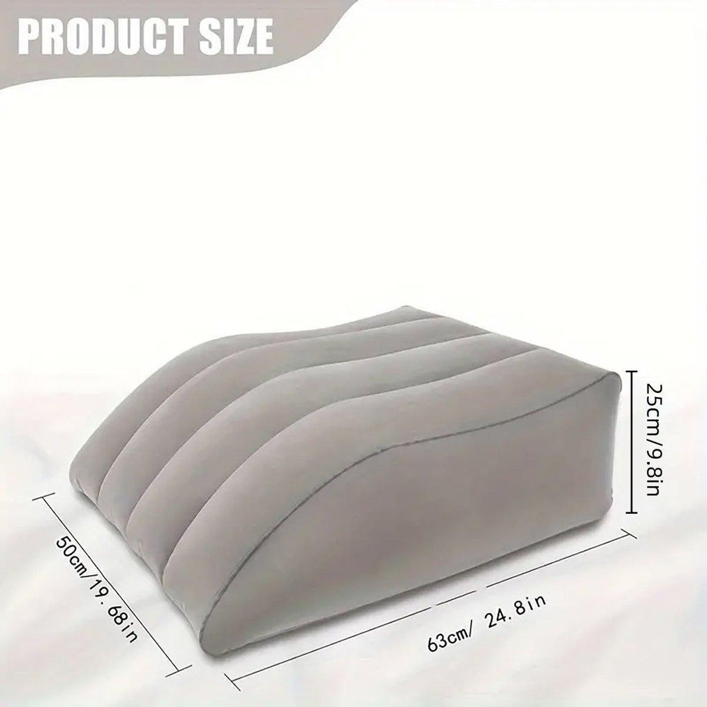 Inflatable PVC Leg Pillow Wedge Triangle Foot Cushion Flocking - Blue