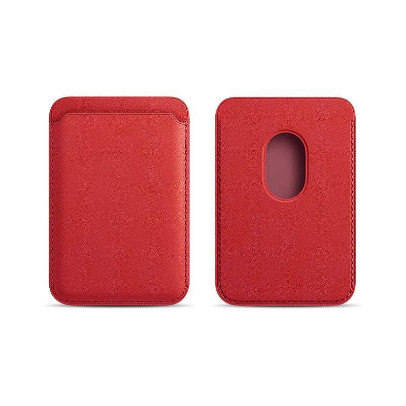 Leather Card Holder Wallet Pocket for iPhone 14 13 Pro Max with Snap-On Attachment - Green