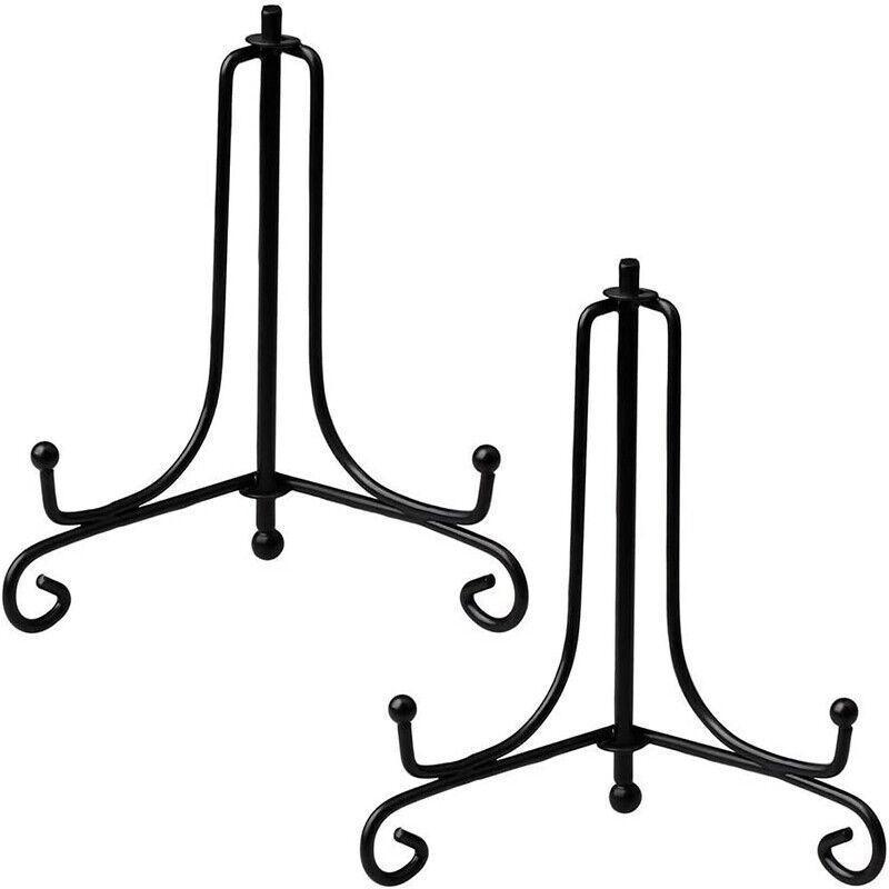 Plate Stands Iron Display Easel Photo Picture Bowl Dish Book Holder Frame Black - 10 Inch