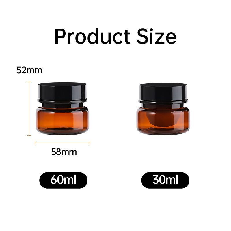 10pcs PET Plastic Cosmetic Bottles Refillable Travel Face Cream Containers - 30ml-Brown+Black-Double