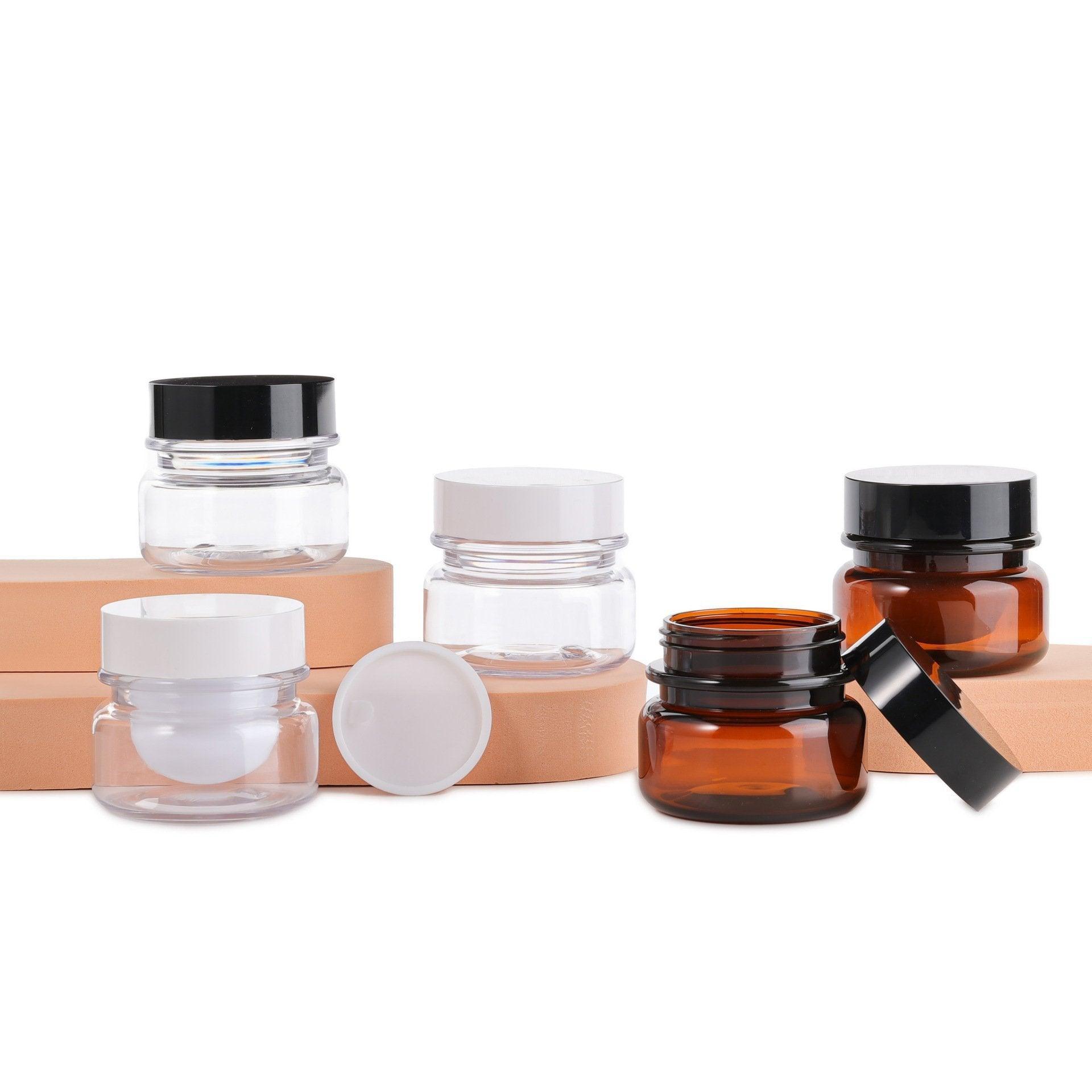 10pcs PET Plastic Cosmetic Bottles Refillable Travel Face Cream Containers - 60ml-Brown+White-Single
