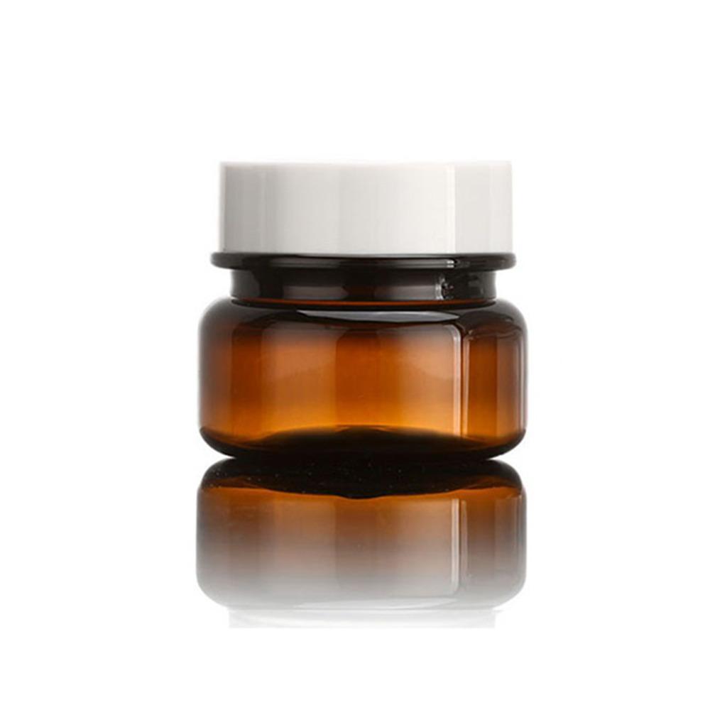 10pcs PET Plastic Cosmetic Bottles Refillable Travel Face Cream Containers - 60ml-Brown+White-Single