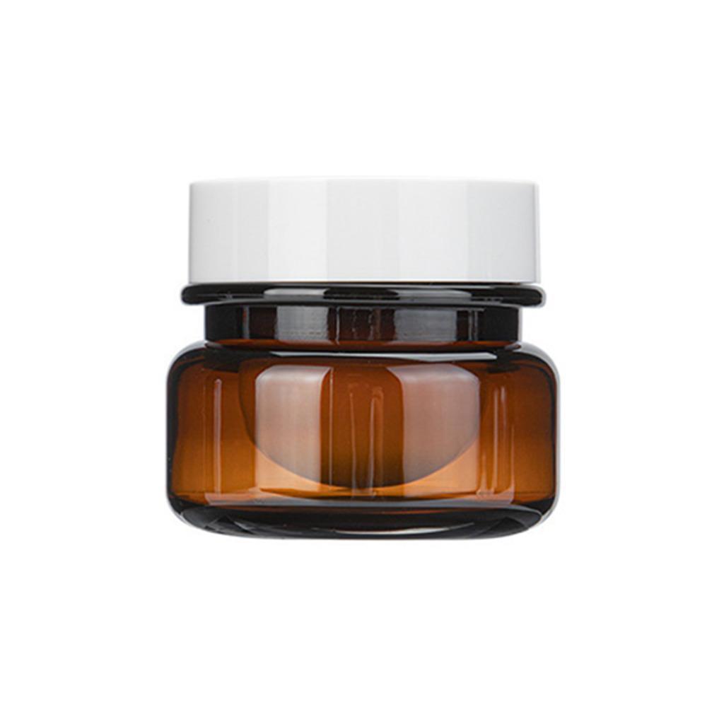 10pcs PET Plastic Cosmetic Bottles Refillable Travel Face Cream Containers - 60ml-Transparent+White-Single
