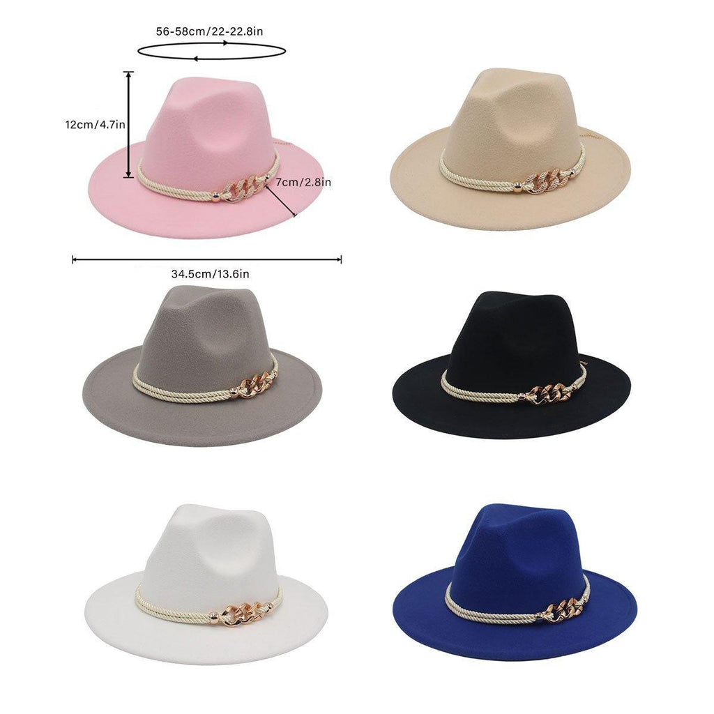 Jazz Hat Autumn Winter Retro Large Brim Hat for Men and Women Stylish Headwear - Black