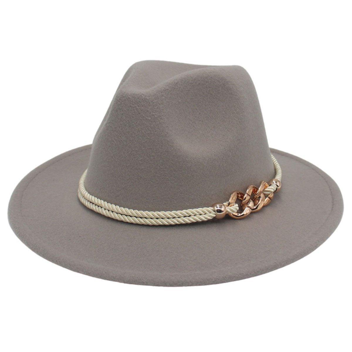 Jazz Hat Autumn Winter Retro Large Brim Hat for Men and Women Stylish Headwear - Blue